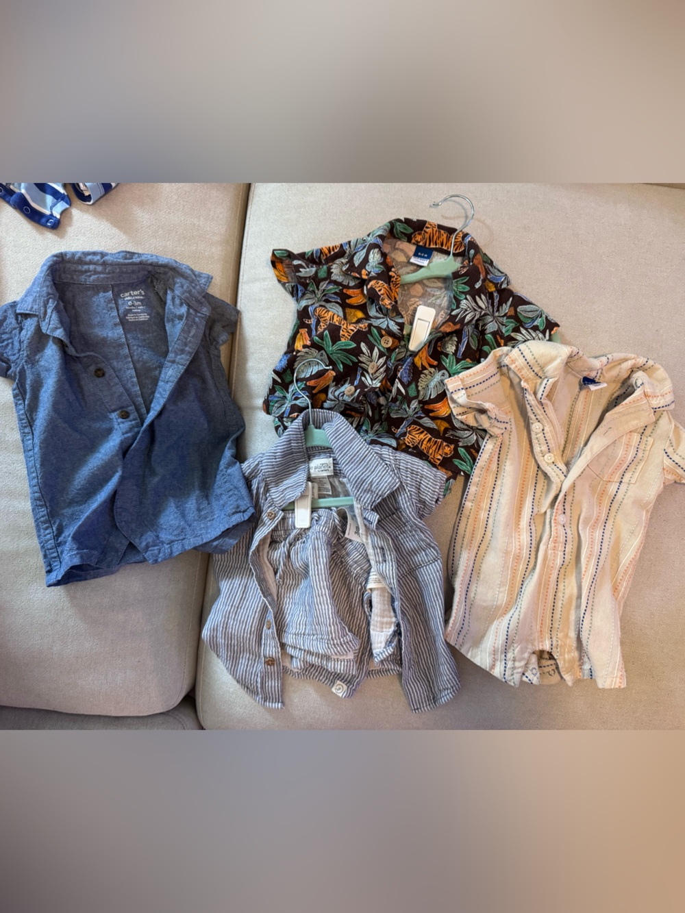 Lot of 0-3 month boy sets and rompers